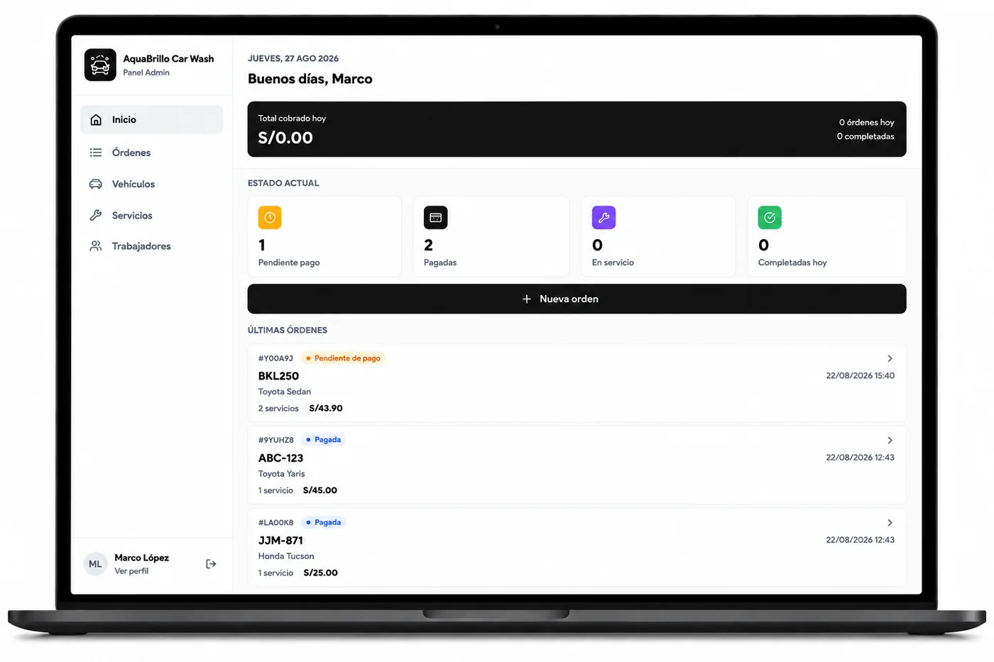 Plataforma de gestión de órdenes de trabajo para negocio de servicios automotrices