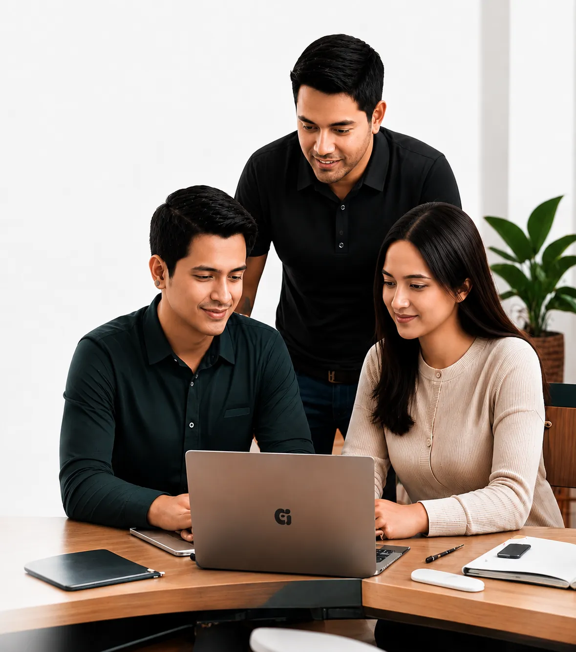 Equipo de Dercuva colaborando en una reunión de trabajo